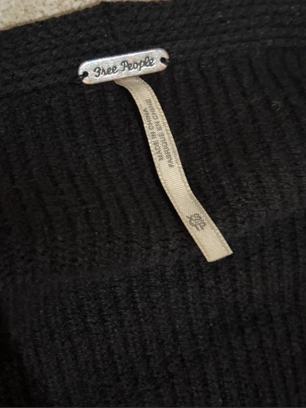 Free People Black Open-Front Button Cardigan